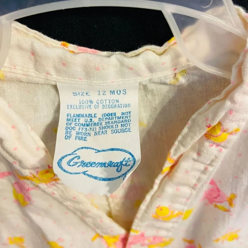 #4501 Greencraft vintage infant one piece sleeper size 12 m